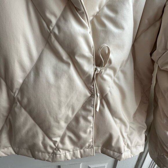 Scandia Home Quilted Down Wrap Jacket Coat Cream - Picture 5 of 8